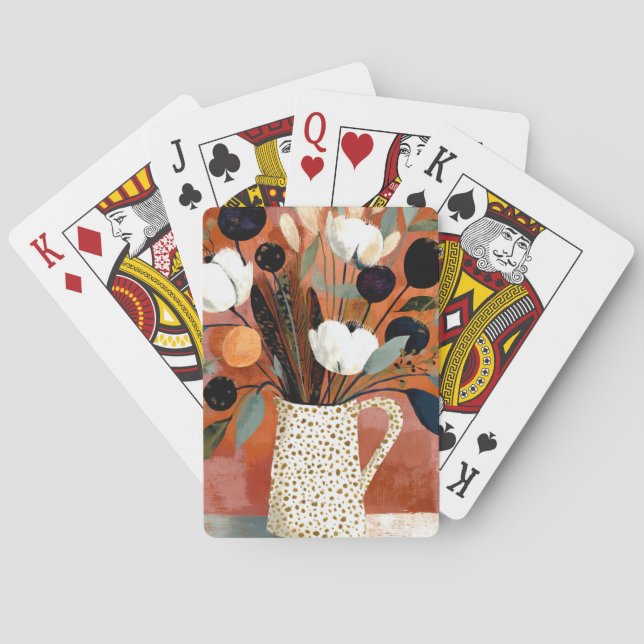 Dark Fall Sprigs Speckled Pitcher Poker Cards (Back)