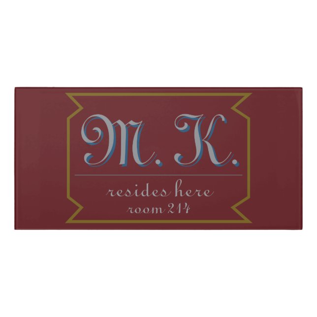 Dark Fantasy Carnival Initials Dorm Room  Door Sign (Classic Front)