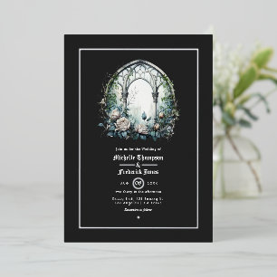 Dark Fantasy Castle Window Gothic Wedding Foil Invitation
