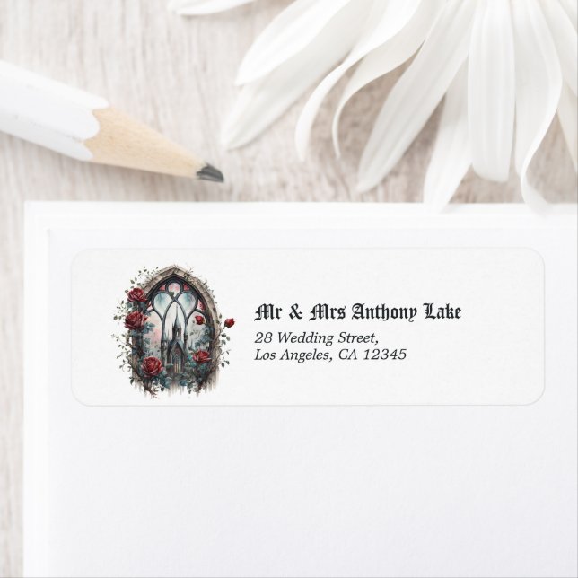 Dark Fantasy Castle Window Gothic Wedding Label (Insitu)