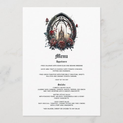 Dark Fantasy Castle Window Gothic Wedding  Menu