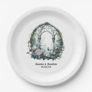 Dark Fantasy Castle Window Gothic Wedding Paper Plates