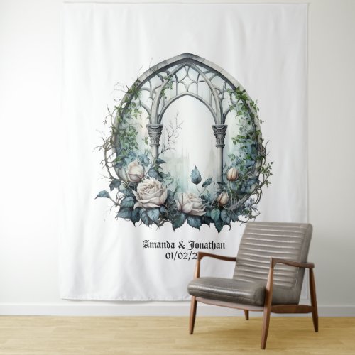 Dark Fantasy Castle Window Gothic Wedding Tapestry