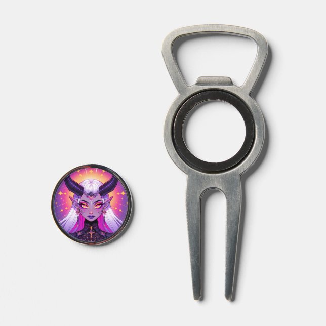 Dark Fantasy Demon Princess Anime Girl Divot Tool (Front (Open))
