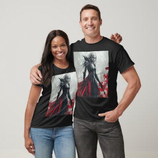Dark Fantasy Elf Warrior – Gothic Wall Art T-Shirt