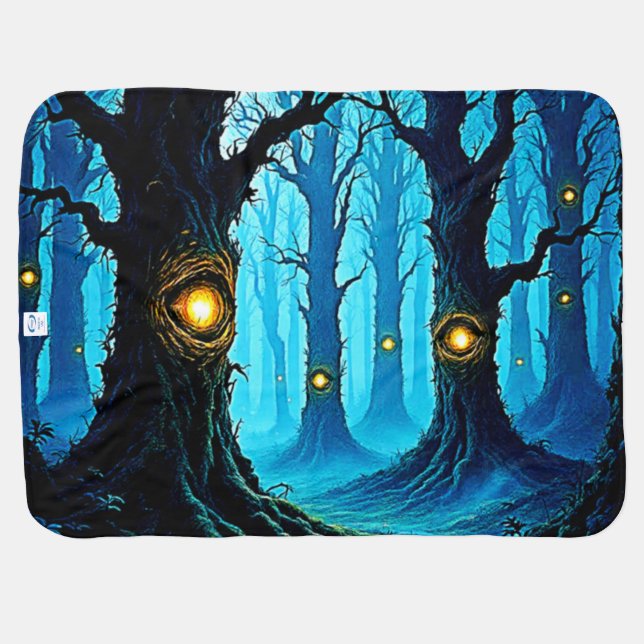 Dark Fantasy Eyeball Forest Design Baby Blanket (Back Horizontal)