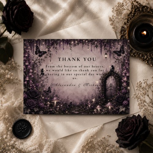Dark Fantasy Fairy Goth Wedding Thank You Card