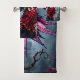 Dark Fantasy Fairy Queen with Butterfly Wings Bath Towel Set