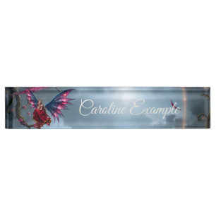 Dark Fantasy Fairy Queen with Butterfly Wings Desk Name Plate