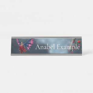 Dark Fantasy Fairy Queen with Butterfly Wings Desk Name Plate
