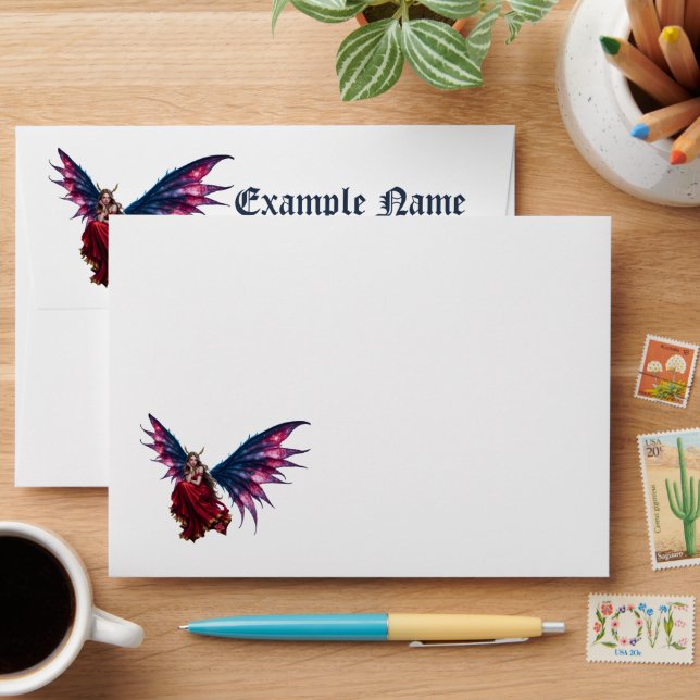 Dark Fantasy Fairy Queen with Butterfly Wings Envelope (Desk)