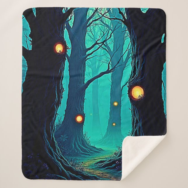 Dark Fantasy Forest Mystery Sherpa Blanket (Front)