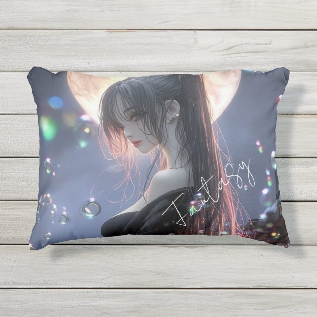 Dark fantasy girl / Aesthetic Outdoor Pillow (Front)