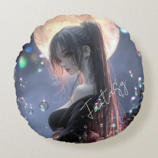 Dark fantasy girl / Aesthetic Round Pillow