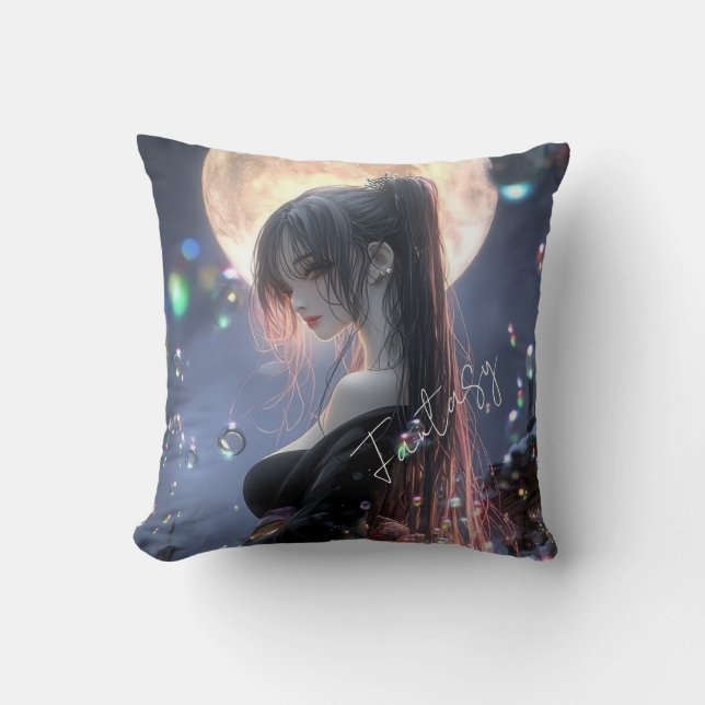 Dark fantasy girl / Aesthetic Throw Pillow (Front)