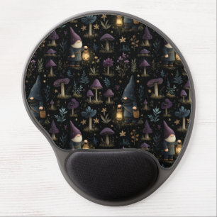 Dark Fantasy Gnome and Mushroom Pattern Gel Mouse Pad