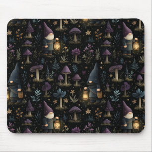 Dark Fantasy Gnome and Mushroom Pattern Mouse Pad