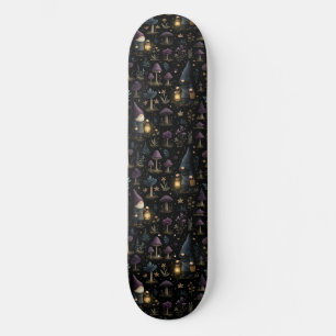 Dark Fantasy Gnome and Mushroom Pattern Skateboard