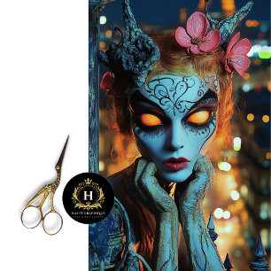 Dark Fantasy Gothic Blue Gargoyle Decoupage Tissue Paper