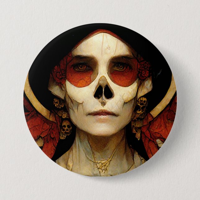 Dark Fantasy Gothic Skull Woman 2 Button (Front)