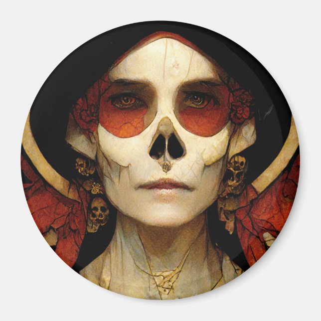 Dark Fantasy Gothic Skull Woman 2 Magnet (Front)