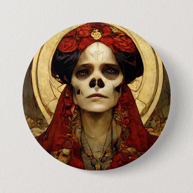 Dark Fantasy Gothic Skull Woman 3 Button (Front)