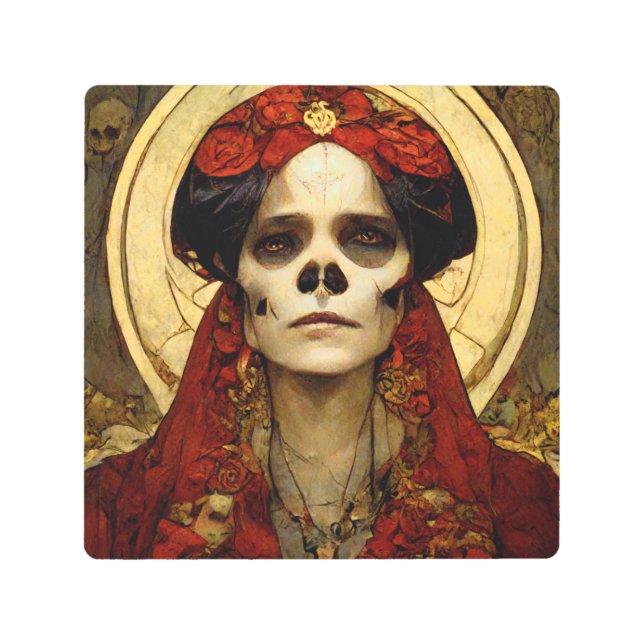 Dark Fantasy Gothic Skull Woman 3 Metal Print (Front)