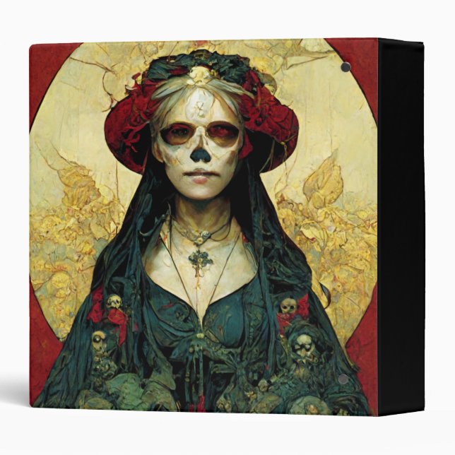 Dark Fantasy Gothic Skull Woman 3 Ring Binder (Back/Spine)