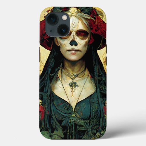 Dark Fantasy Gothic Skull Woman iPhone 13 Case