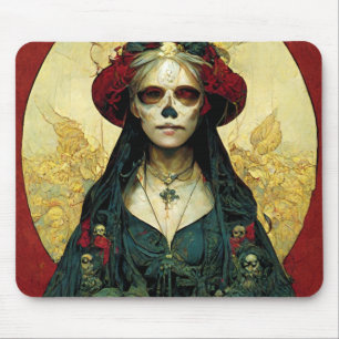 Dark Fantasy Gothic Skull Woman Mouse Pad