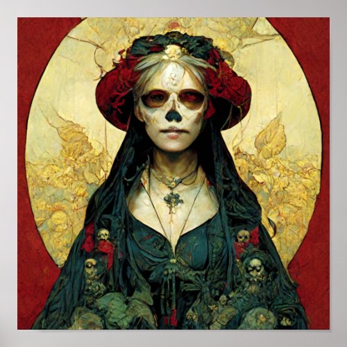 Dark Fantasy Gothic Skull Woman Poster