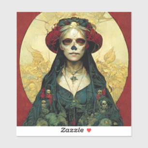 Dark Fantasy Gothic Skull Woman Sticker