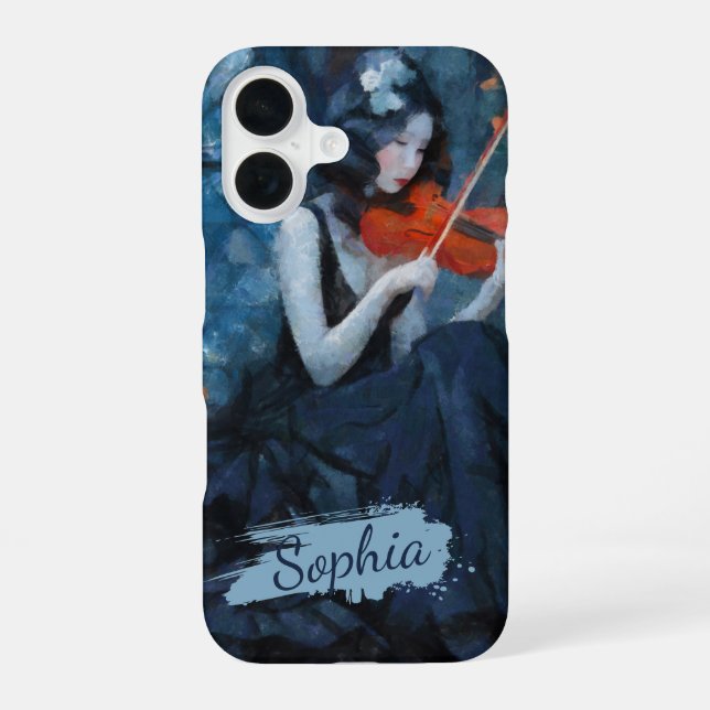 Dark Fantasy Gothic Violinist in Moonlit Garden iPhone Case (Back)