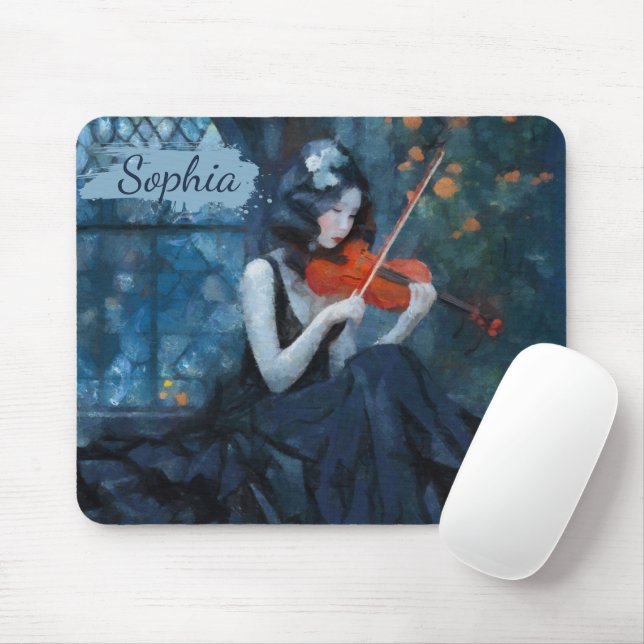 Dark Fantasy Gothic Violinist in Moonlit Garden Mouse Pad (With Mouse)