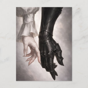 Dark Fantasy Hand in Armor Postcard Gothic Love