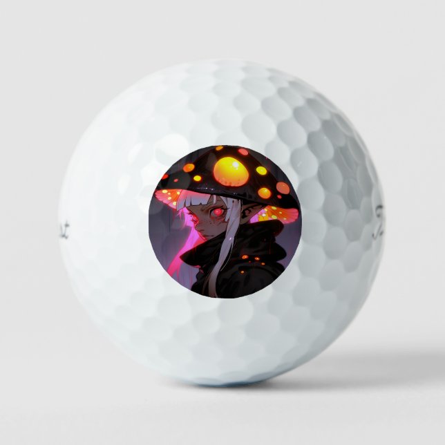 Dark Fantasy Mushroom Elf Anime Girl Golf Balls (Front)