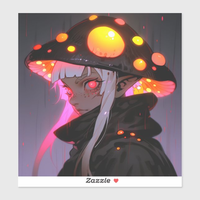 Dark Fantasy Mushroom Elf Anime Girl Sticker (Sheet)