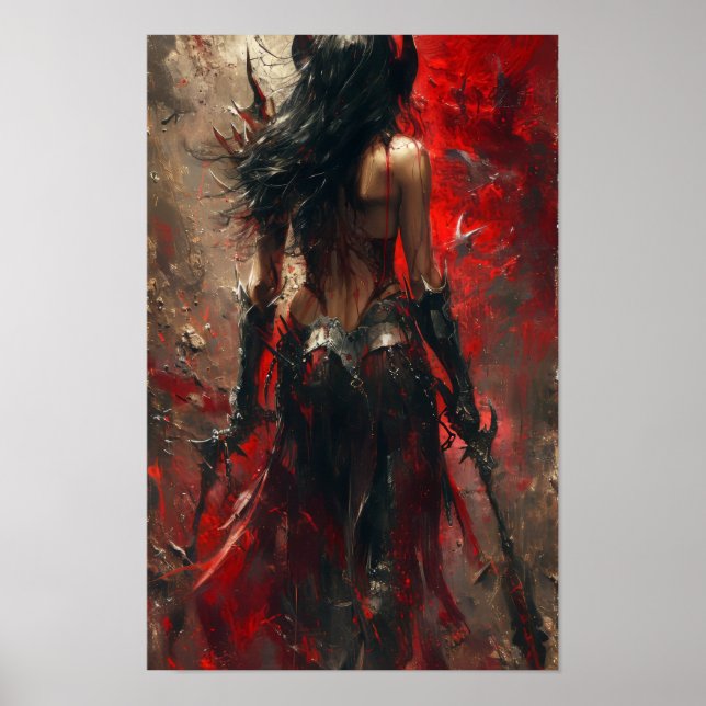 Dark Fantasy Necromancer Poster with Mystic Weapon (Front)