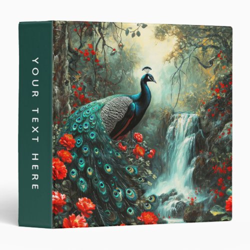 Dark Fantasy Peacock and Waterfall 3 Ring Binder