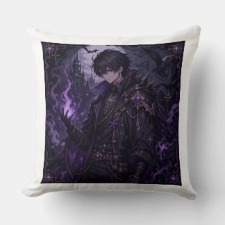 Dark Fantasy Pixel Sorcerer Boy Throw Pillow