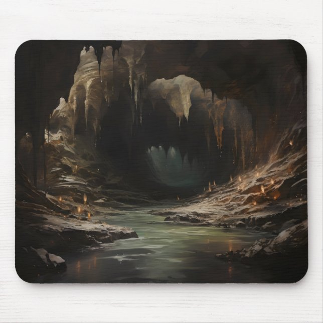 Dark Fantasy River Cave Mouse Pad (Front)