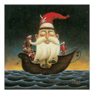 Dark Fantasy Santa Pirate Canvas Art Poster