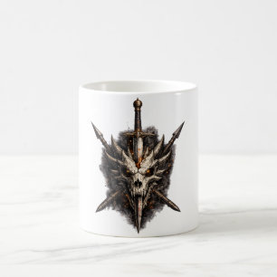 Dark Fantasy Skull Sword Warrior Emblem Coffee Mug
