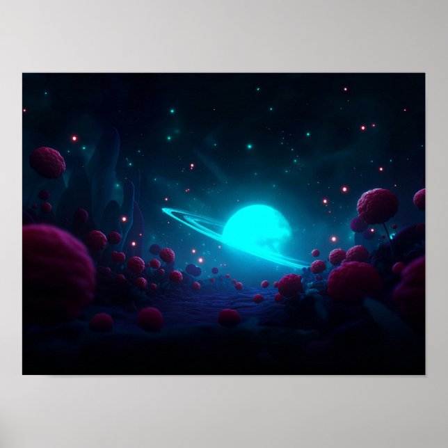 Dark Fantasy Valley with Glowing Green Sky and Rui Poster (Front)