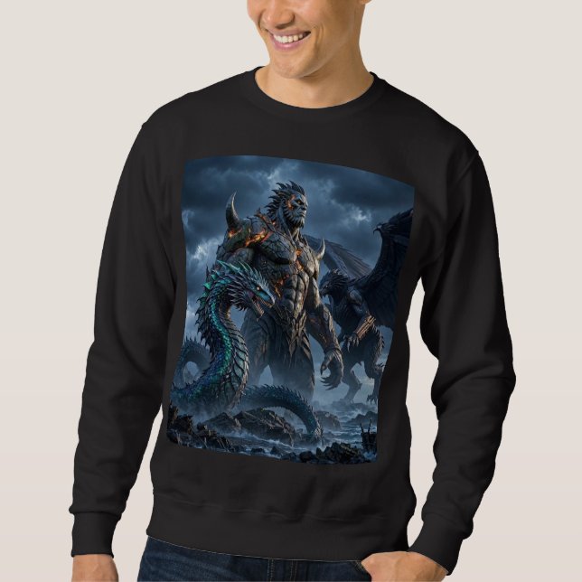 Dark Fantasy Warrior Epic Meteor Storm Sweatshirt (Front)