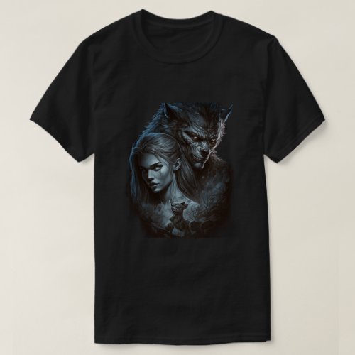 Dark fantasy werewolf couple T_shirt