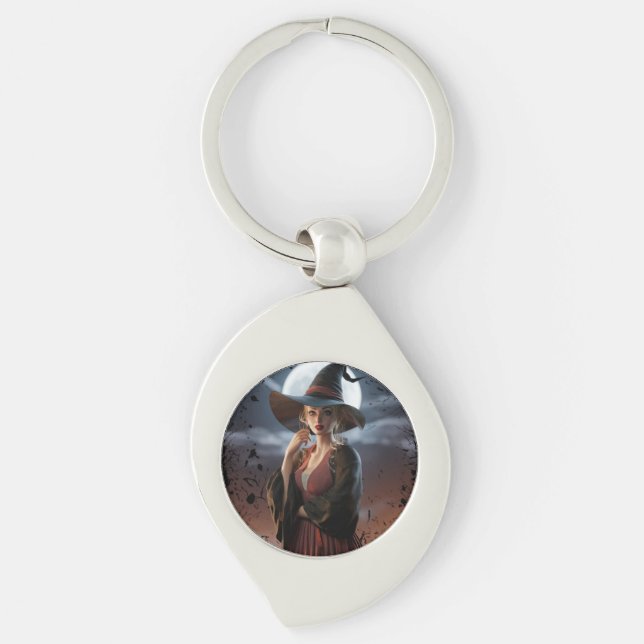Dark Fantasy Witch Coaster Keychain (Front)