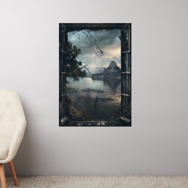 Dark Fantasy World Window View Wall Decal (Living Room 2)
