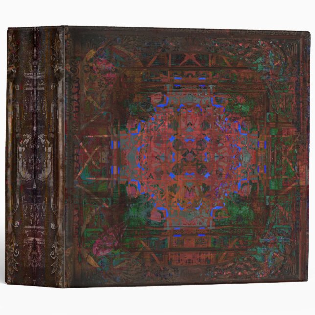 Dark Faux Leather Renaissance Ancient Tome 3 Ring Binder (Front/Spine)