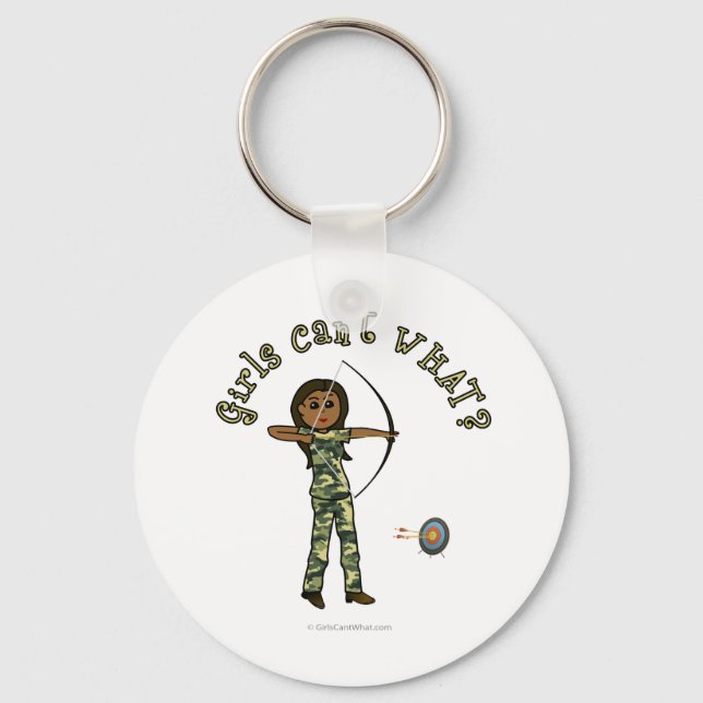 Dark Female Archery in Camouflage Keychain (Front)